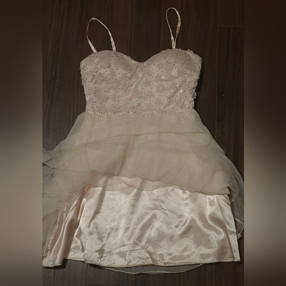 Parisian Collection Lace & Tulle Party Dress — Blush Champagne (Size S/P) - Picture 5 of 7